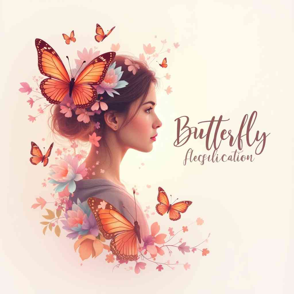 Abstract butterfly floral female vector illustration